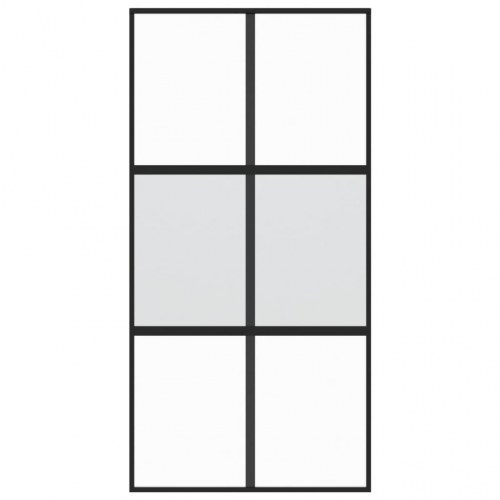 Skydedør 102,5 × 205 cm - hærdet glas og aluminium, sort