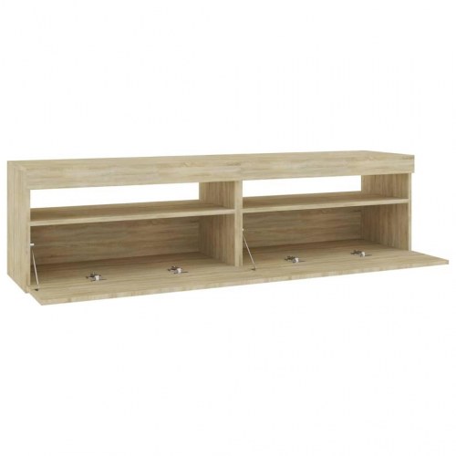 Tv-borde 2 stk. med LED-lys 75×35×40 cm - sonoma-eg