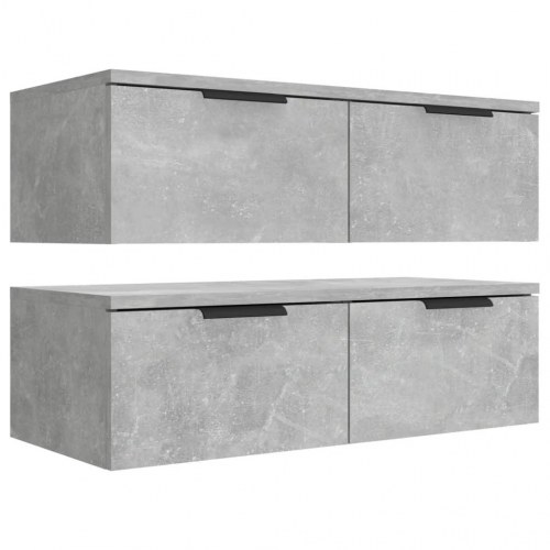 Vægskabe, 2 stk. - 68×30×20 cm i betongrå konstrueret træ