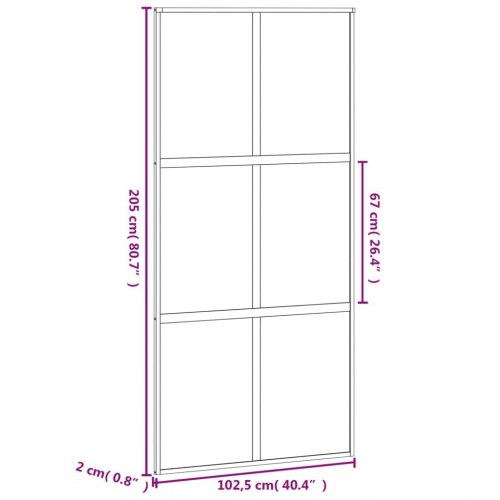 Skydedør 102,5 × 205 cm - hærdet glas og aluminium, sort