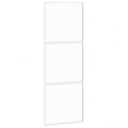 Skydedør 76×205 cm - hærdet glas og aluminiumsramme, hvid