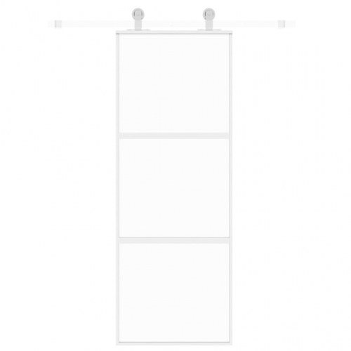 Skydedør 76×205 cm - hærdet glas og aluminiumsramme, hvid