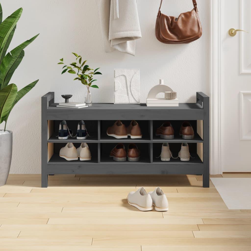 Entrébænk 110x40x60 cm massivt fyrretræ grå