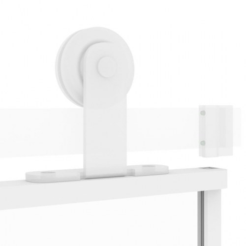 Skydedør 76×205 cm - hærdet glas og aluminiumsramme, hvid