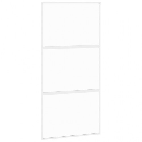 Skydedør 102,5×205 cm - hærdet glas og hvidt aluminium