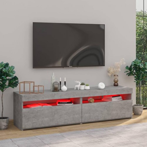 Tv-borde med LED-lys, 2 stk. - 75×35×40 cm, betongrå