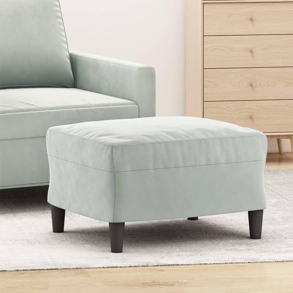 Fodskammel 60x50x41 cm velour lysegrå
