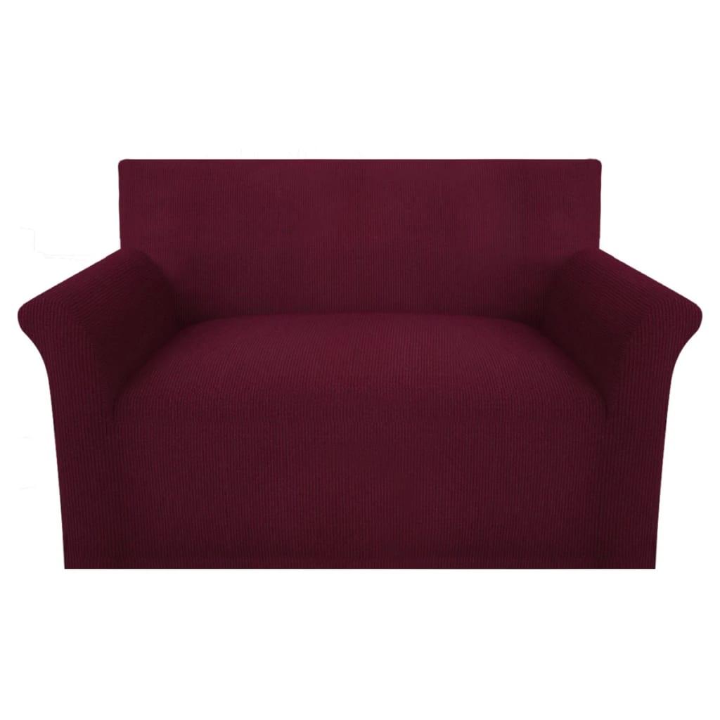 Stræk sofacover bourgogne polyester rib strikket stof
