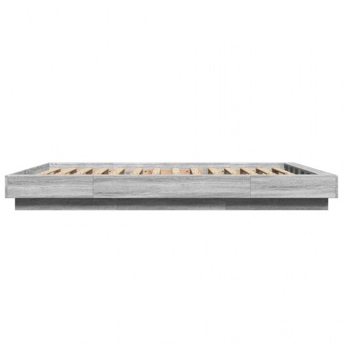 Sengeramme med LED-lys 120 x 200 cm - grå sonoma-eg
