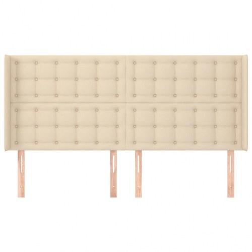 Sengegavl med kanter 203 x 16 x 118/128 cm - cremefarvet