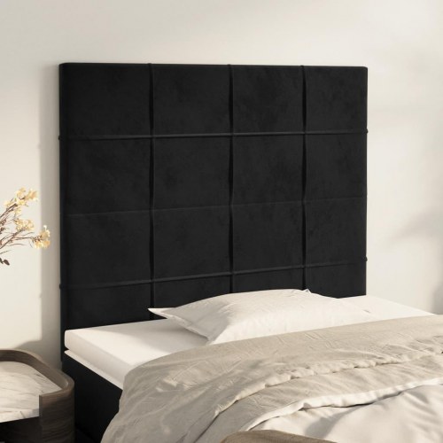 Sengegavl i sort fløjl - 90 x 5 x 118/128 cm