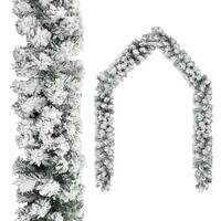 Juleguirlande med puddersne 5 m PVC grøn