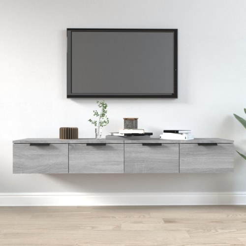 Vægskabe 2 stk. 68x30x20 cm konstrueret træ grå sonoma-eg