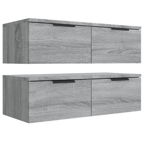 Vægskabe 2 stk. 68x30x20 cm konstrueret træ grå sonoma-eg