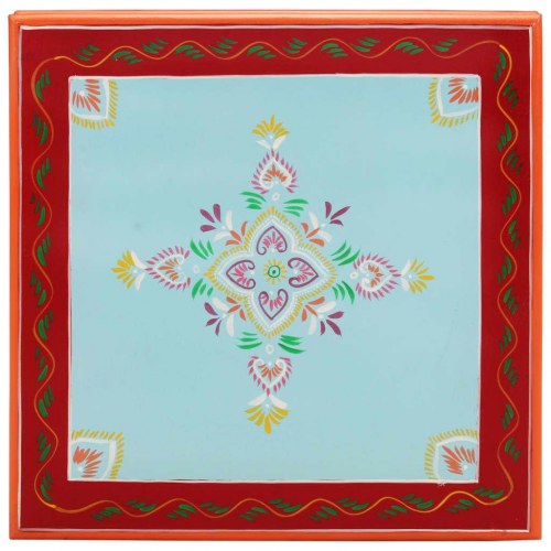 Sofabord håndmålet massivt mangotræ blå