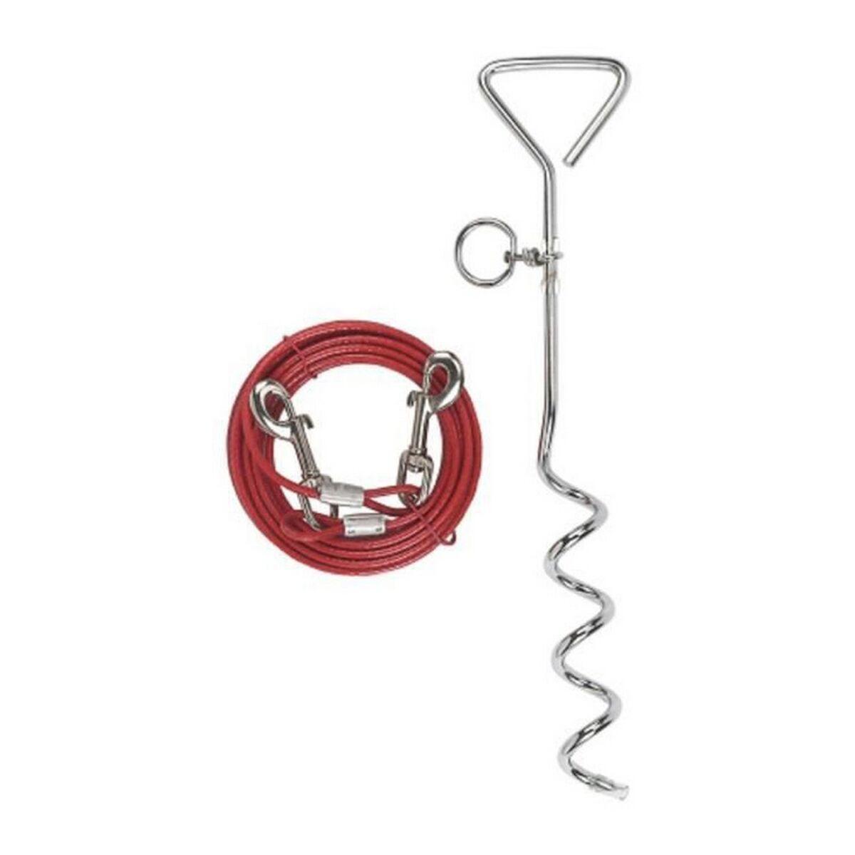 Hundeløbekabel Kerbl med jordspiral - 6 m, rød billede