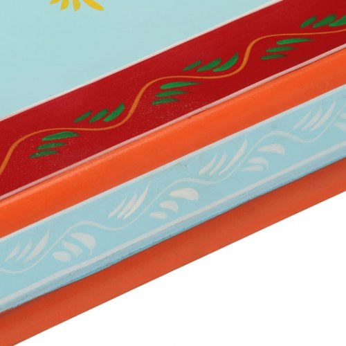 Sofabord håndmålet massivt mangotræ blå