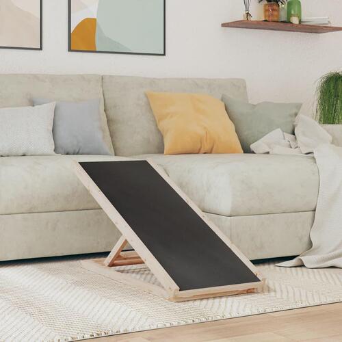 Hunderampe 100x40 cm massivt fyrretræ grå