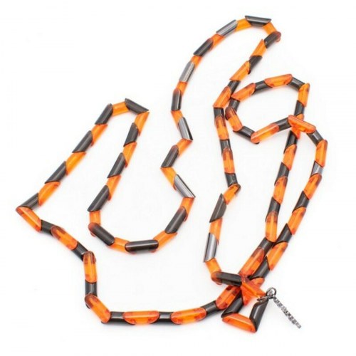 Halskæde til kvinder, harpiks, orange - 80 cm