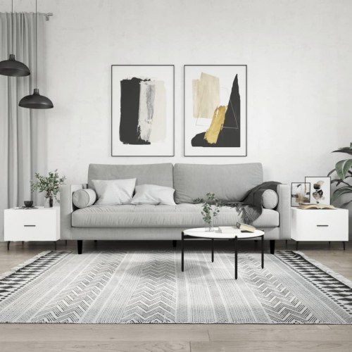 Sofaborde sæt á 2 - 50×50×40 cm, hvid højglans i konstrueret træ