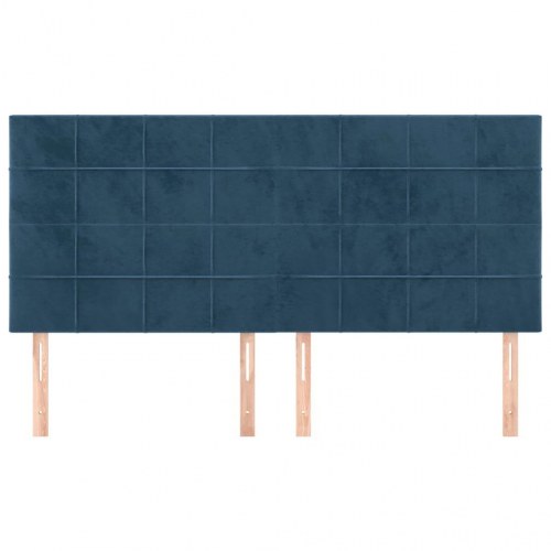 Sengegavl i fløjl - mørkeblå 180 x 5 x 118/128 cm