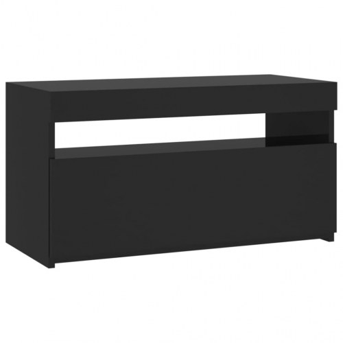 Tv-skab med LED-lys 75x35x40 cm sort højglans