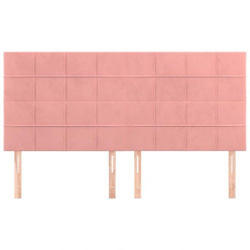 Sengegavl i lyserød fløjl - 180 x 5 x 118/128 cm