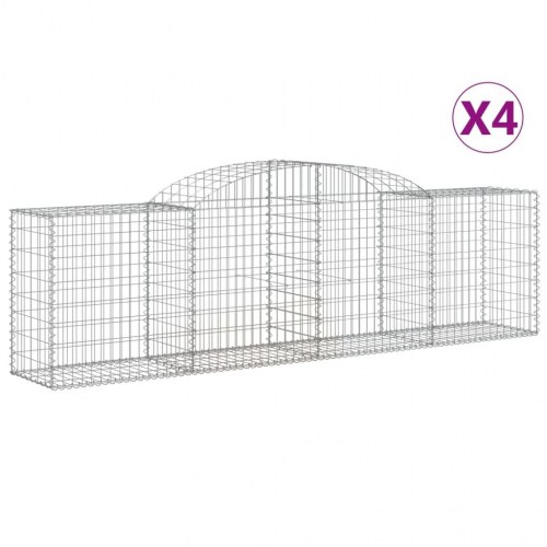 Buede gabionkurve 4 stk. - 300×50×80/100 cm i galvaniseret jern