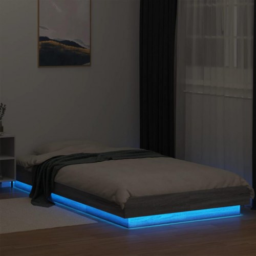 Sengeramme med LED-lys 75 x 190 cm - grå sonoma-eg
