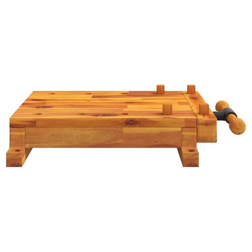 Arbejdsbord med skruestik 52x44x9,5 cm massivt akacietræ