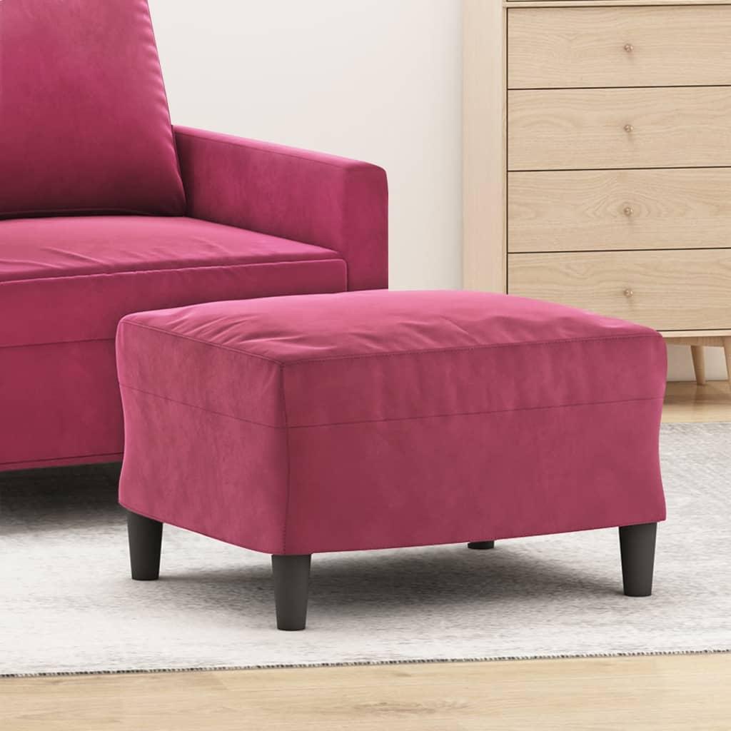 Fodskammel 60x50x41 cm velour vinrød