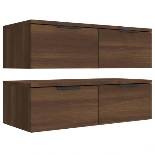 Vægskabe 2 stk. 68x30x20 cm konstrueret træ brun egetræsfarve