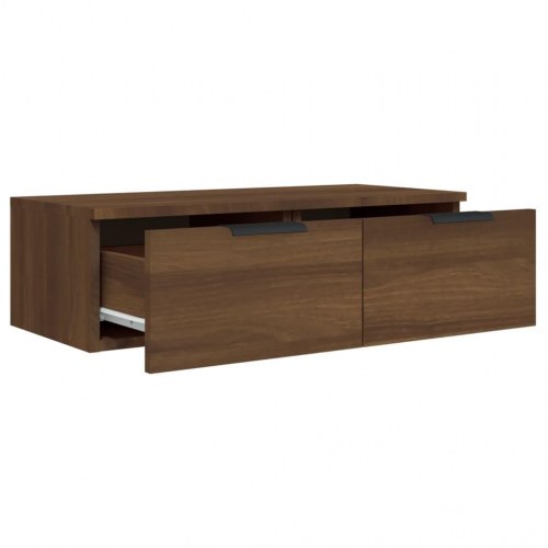 Vægskabe 2 stk. 68x30x20 cm konstrueret træ brun egetræsfarve