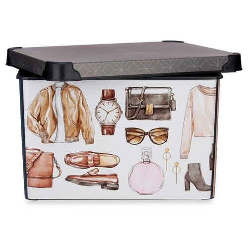 Opbevaringsboks Vintage Med håndtag Plastik Vintage 22 L (30 x 23,5 x 40 cm) (12 enheder)