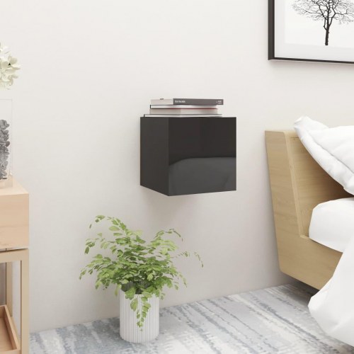 Sengeskab 30,5x30x30 cm konstrueret træ sort højglans