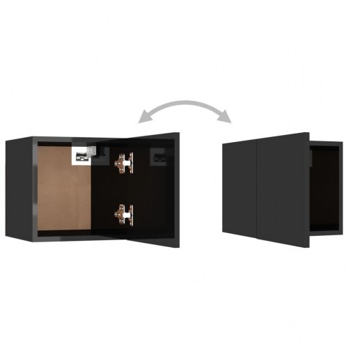 Sengeskab 30,5x30x30 cm konstrueret træ sort højglans