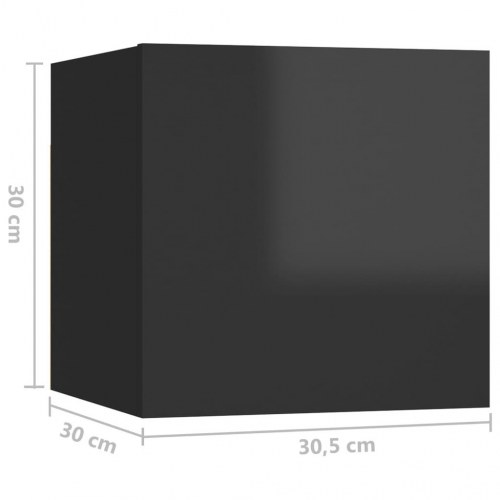 Sengeskab 30,5x30x30 cm konstrueret træ sort højglans