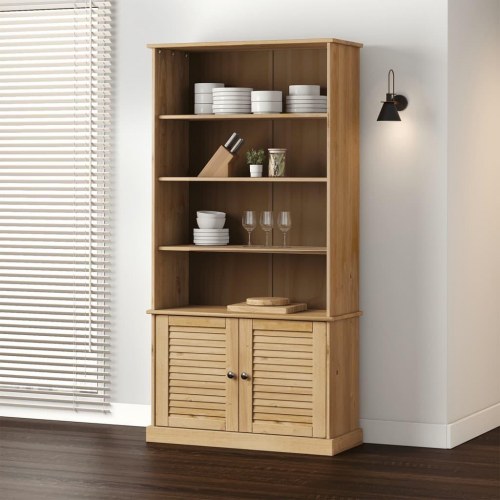 Bogreol VIGO 85×35×170 cm - massivt fyrretræ med låger