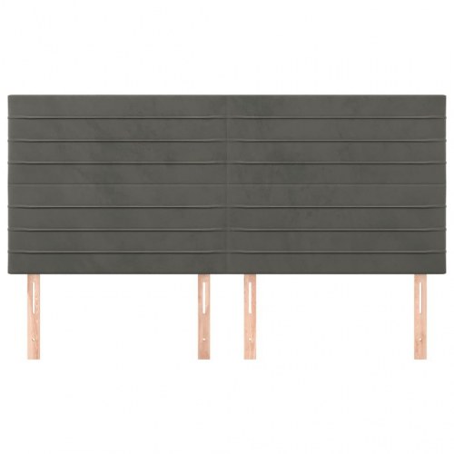 Sengegavl i fløjl - mørkegrå, 200 x 5 x 118/128 cm