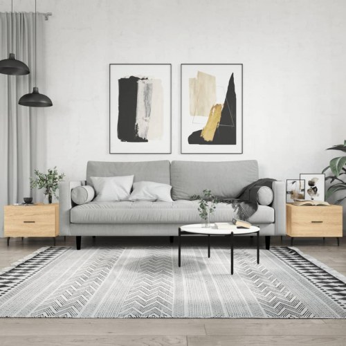 Sofaborde sæt á 2 - 50×50×40 cm i sonoma-eg, konstrueret træ med jernben