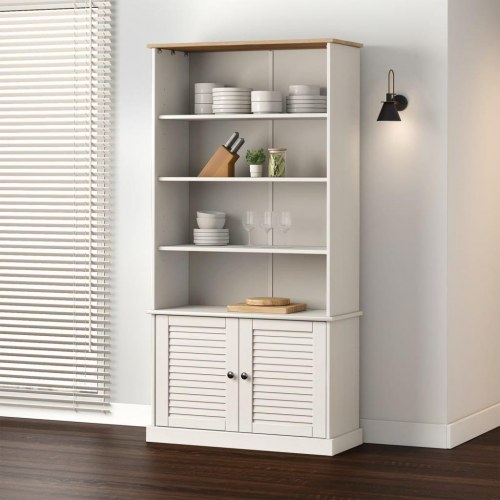 Bogreol VIGO 85×35×170 cm - massivt fyrretræ, hvid