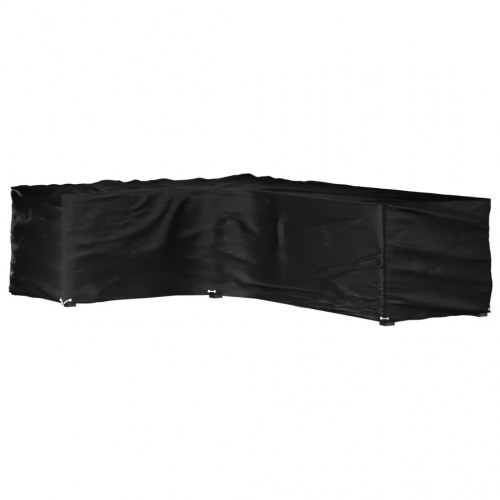 L-formet havemøbelovertræk 210 × 260 × 80 cm - 16 øjer, sort