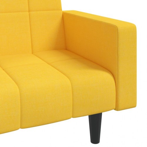 2-personers sovesofa i stof med 2 puder - gul