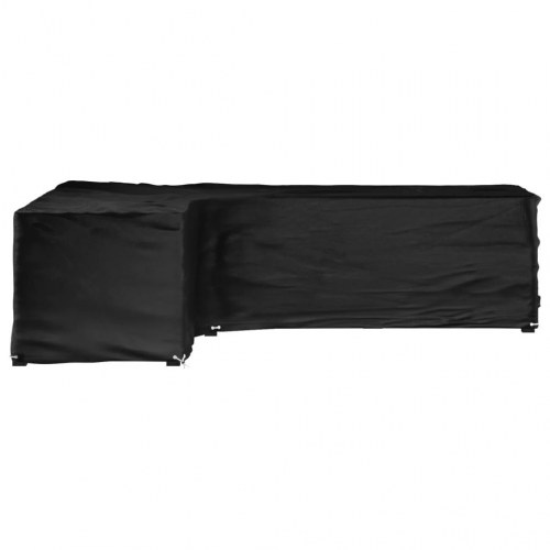 L-formet havemøbelovertræk 210 × 260 × 80 cm - 16 øjer, sort