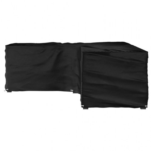 L-formet havemøbelovertræk 210 × 260 × 80 cm - 16 øjer, sort