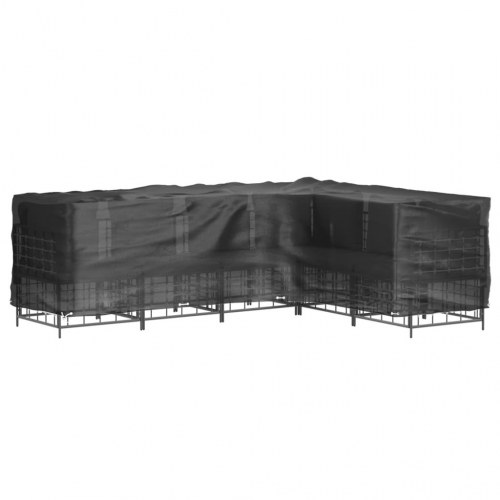 L-formet havemøbelovertræk 210 × 260 × 80 cm - 16 øjer, sort