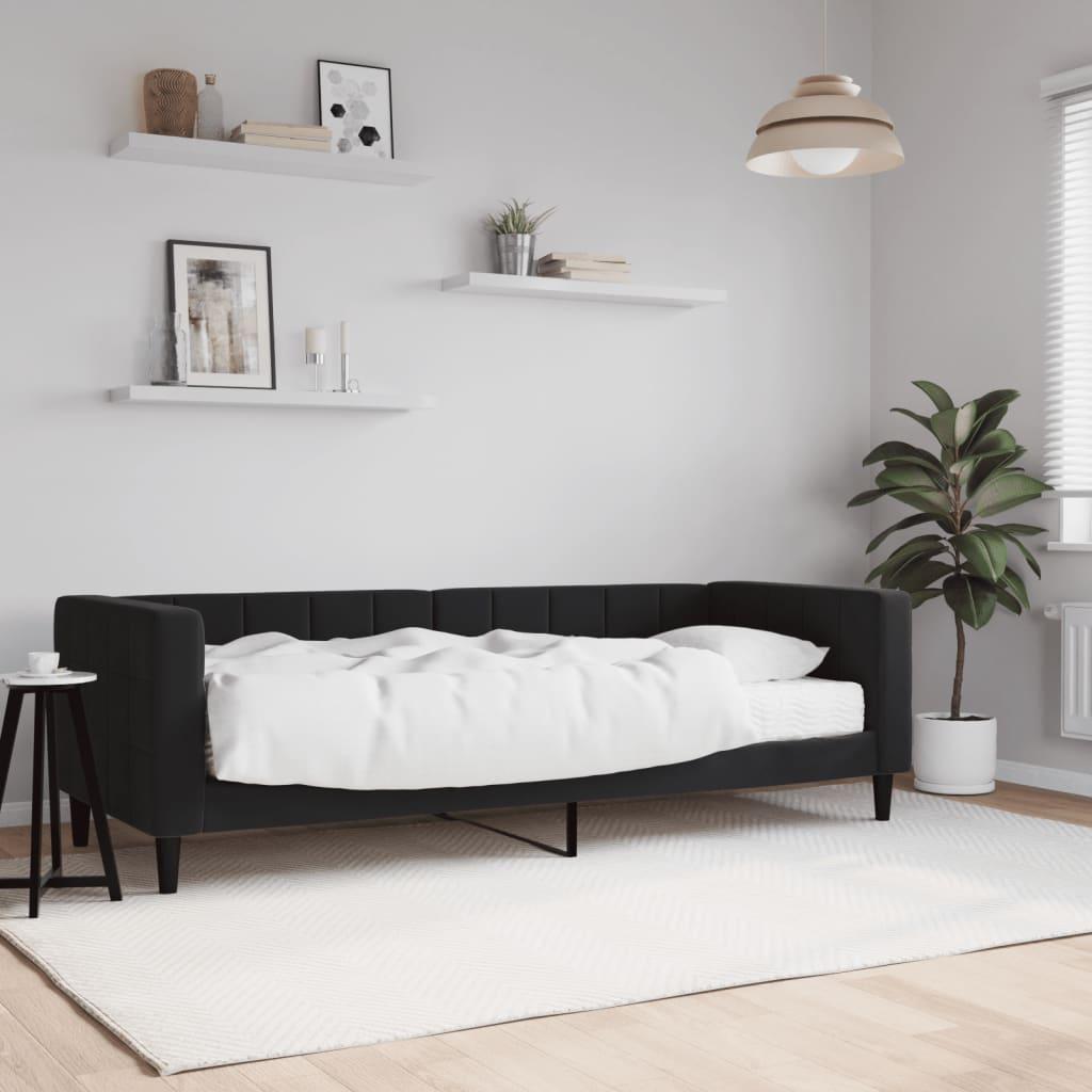 Daybed med madras 80x200 cm velour sort billede