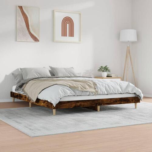 Sengeramme 140x200 cm uden madras konstrueret træ røget eg