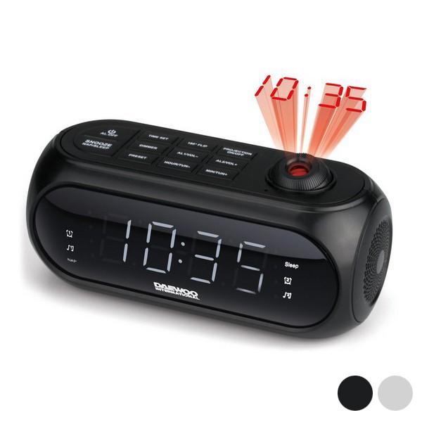 Clockradio med LCD-projector Daewoo DCP-490 180º FM Sort