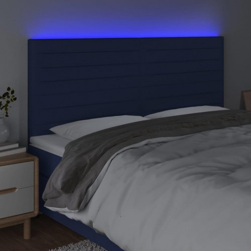 Sengegavl med LED-lys 180 x 5 x 118/128 cm - blå